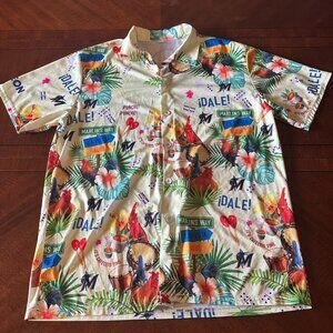 Miami Marlins Billy’s Birthday Tropical Button Up Shirt Giveaway Size XL
